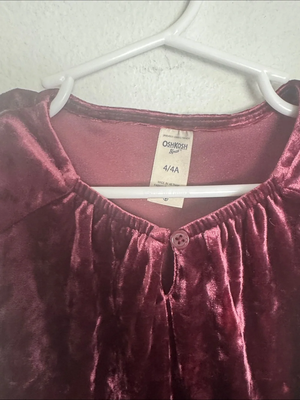 OshKosh B'gosh Velvet Burgundy Puff-Sleeve Dress
